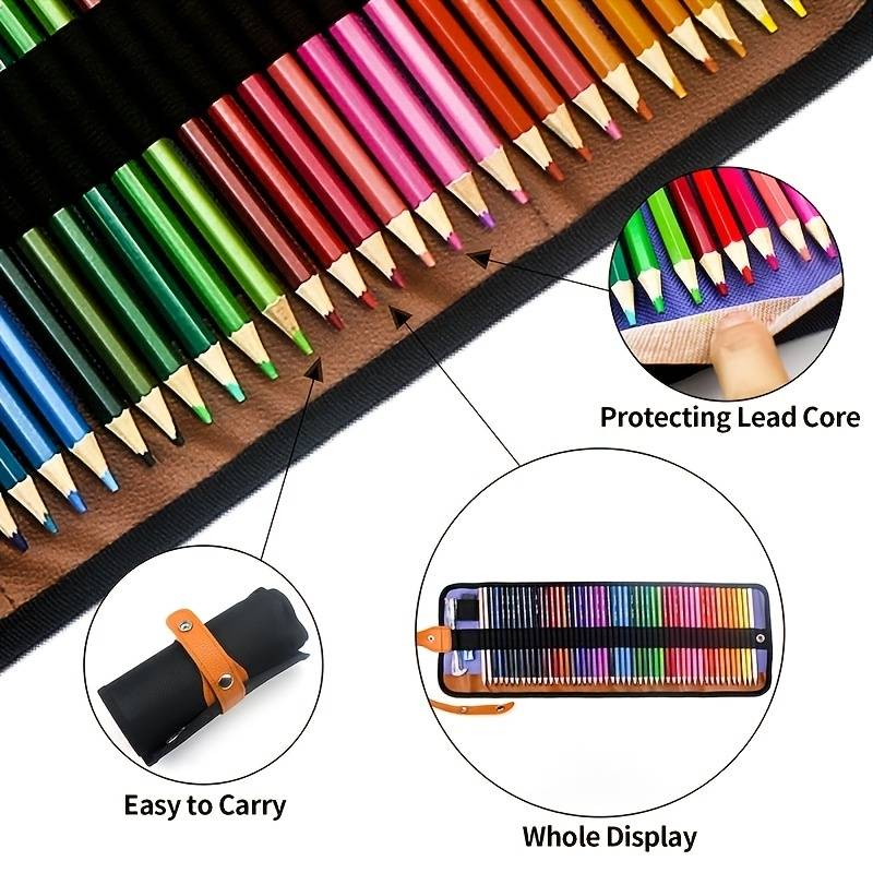 50 Colors Colored Pencils Set With Canvas Wrap Drawing - Temu